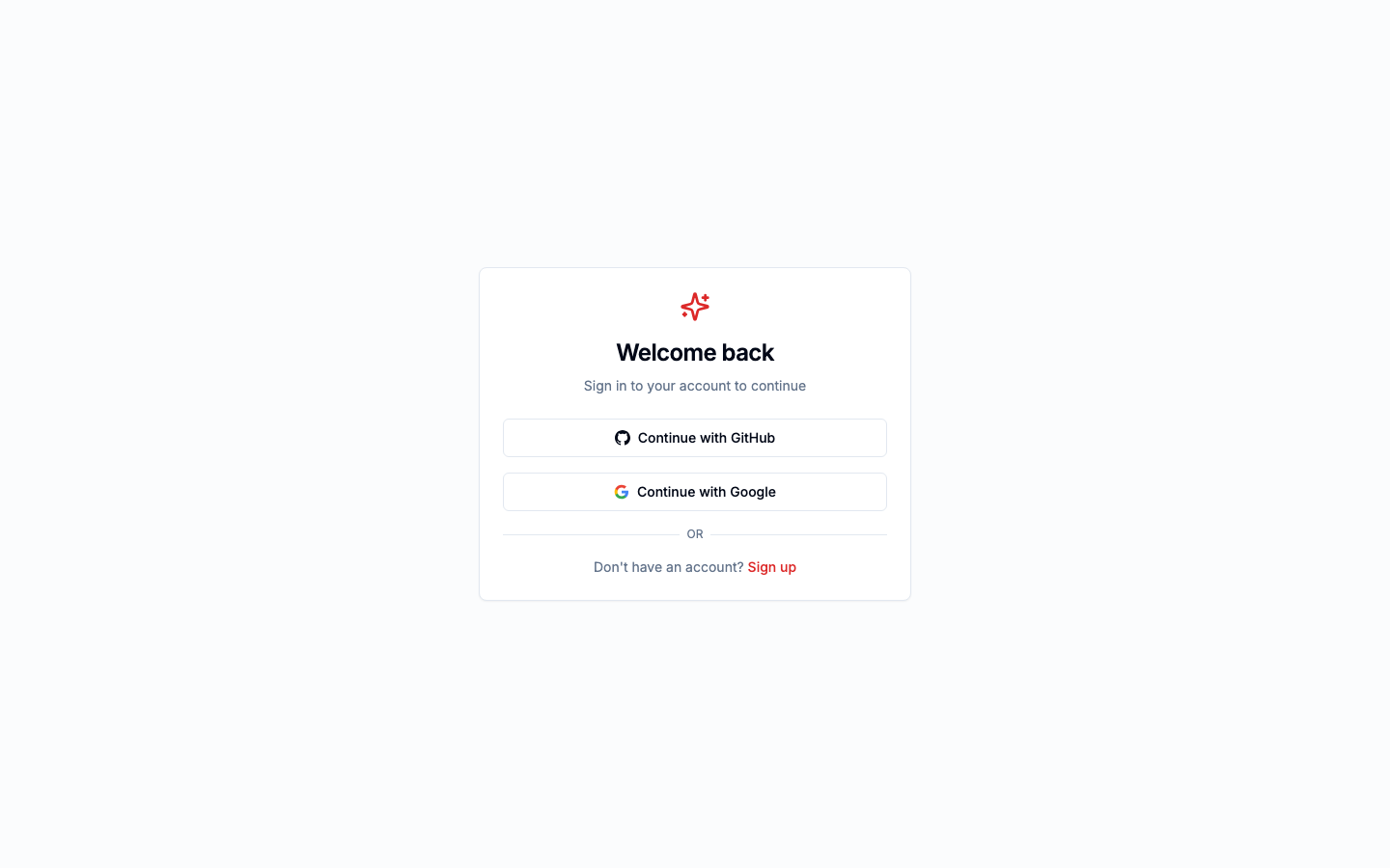 Auth login page (NextAuth — GitHub + Google OAuth)